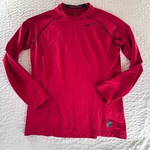 Nike Pro XL fitted red black long sleeve fleece athletic tee t-shirt